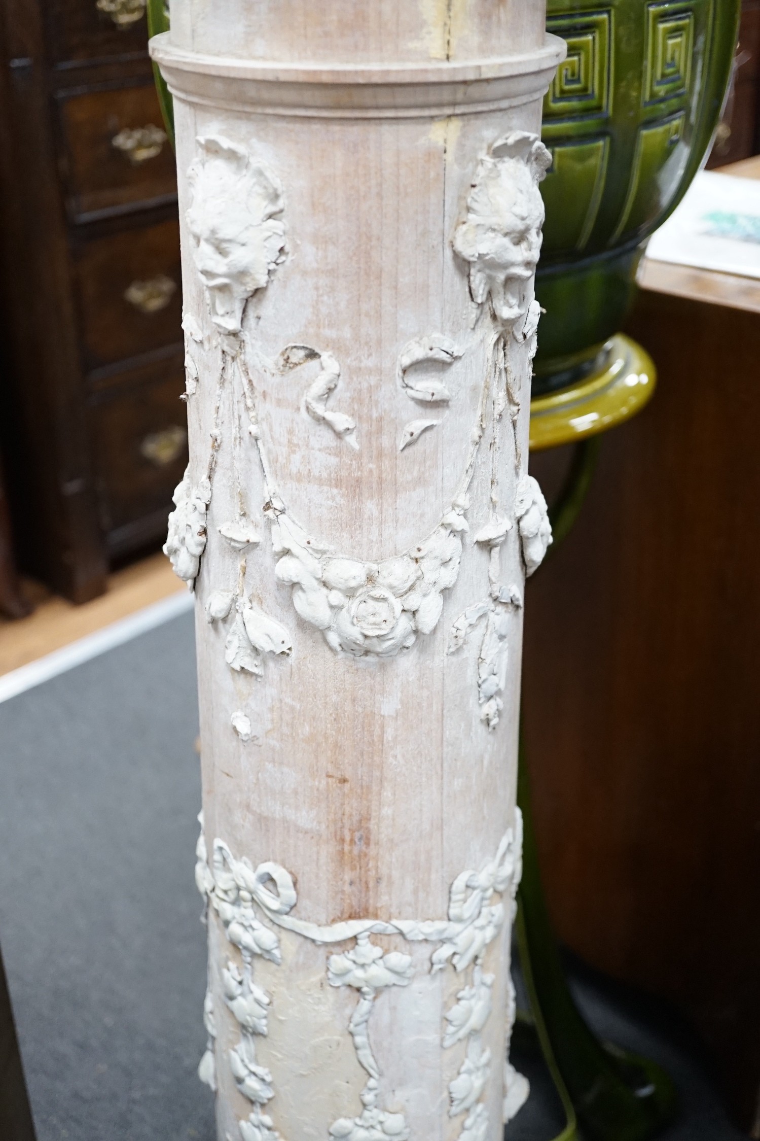 A part painted composition and turned beech pedestal, height 131cm *Please note the sale commences at 9am.